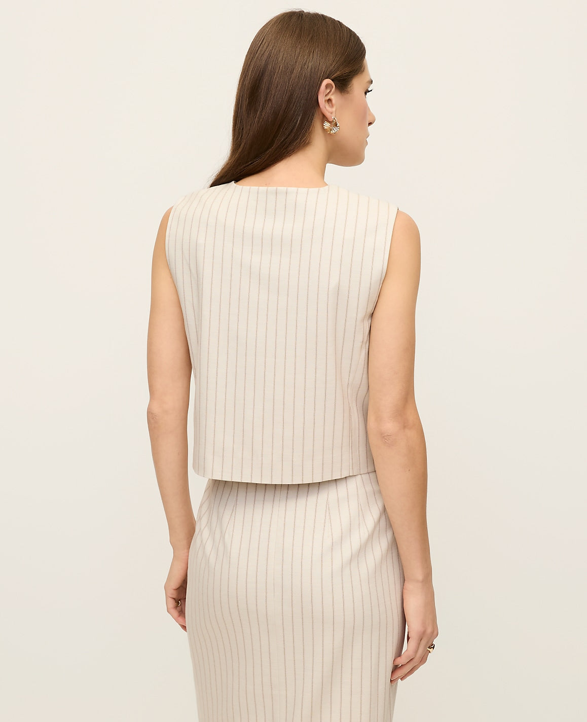 The Crop Crew Neck Vest in Pinstripe | Ann Taylor