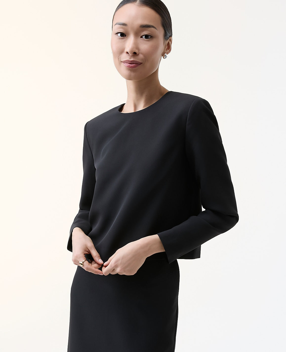 The Crew Neck Top in Fluid Crepe | Ann Taylor