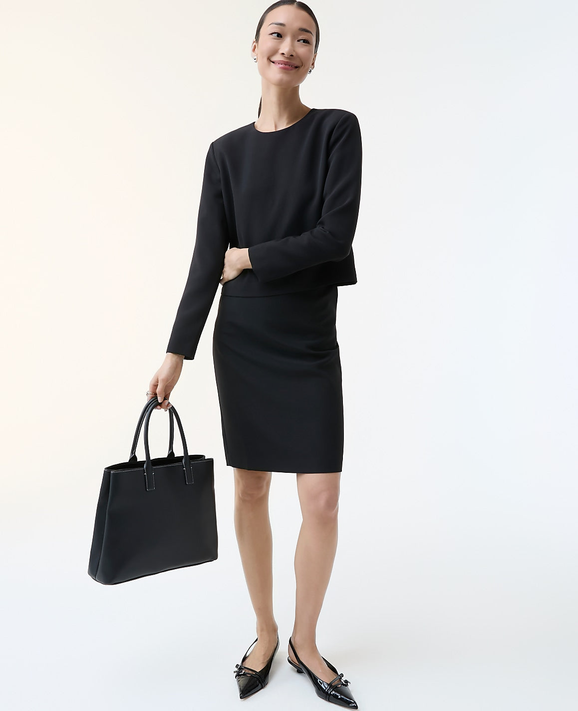 The Pocket Midi Skirt in Fluid Crepe | Ann Taylor