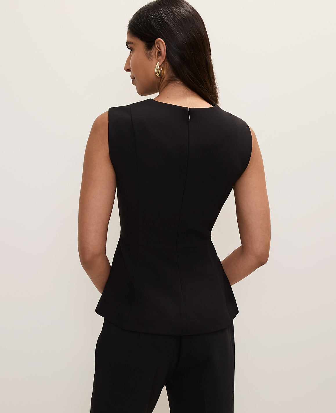 V-Neck Peplum Vest in Fluid Crepe | Ann Taylor