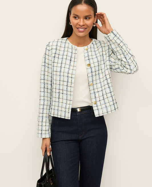 The Crew Neck Jacket in Plaid | Ann Taylor