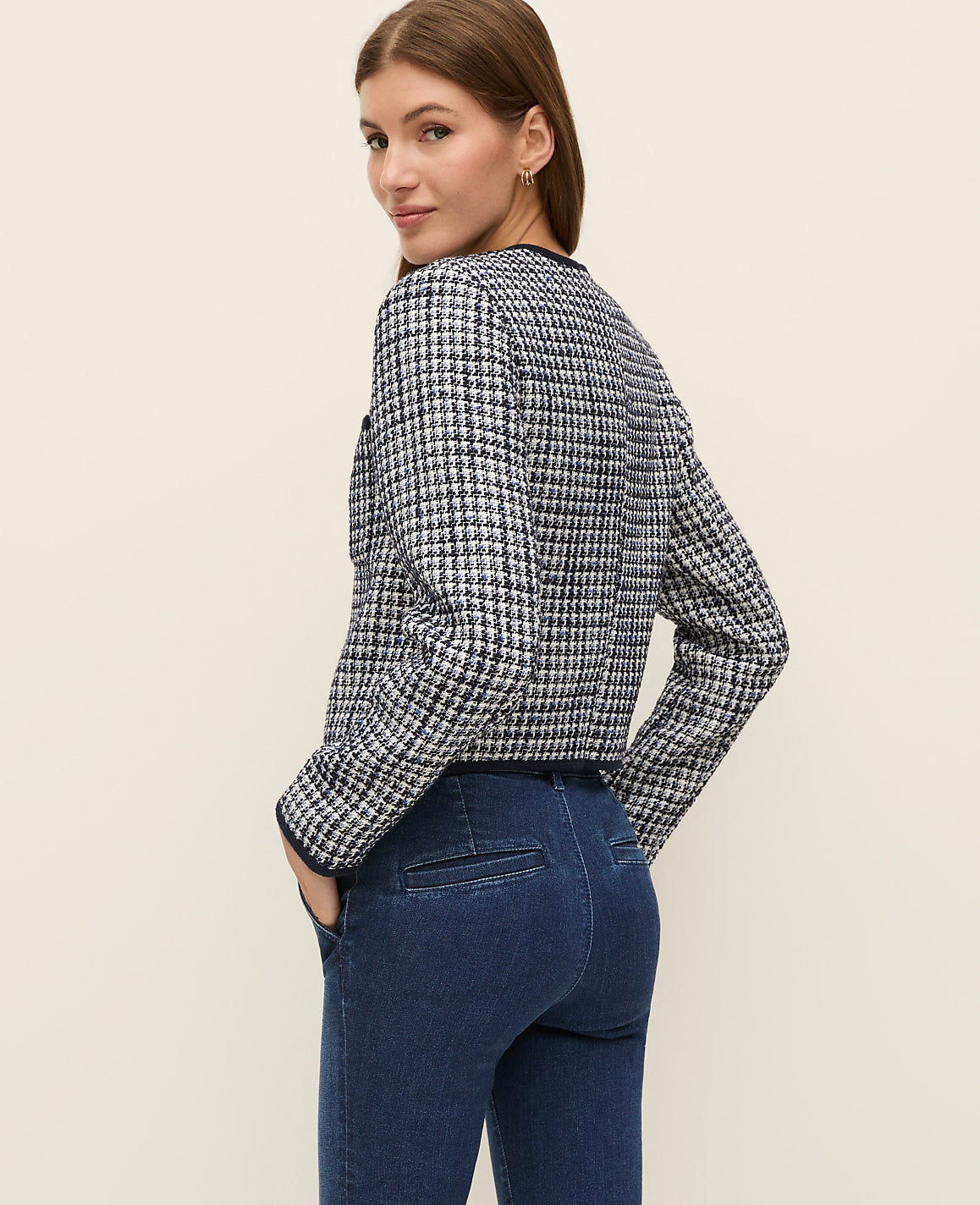 Weekend Tweed Crew Neck Jacket | Ann Taylor