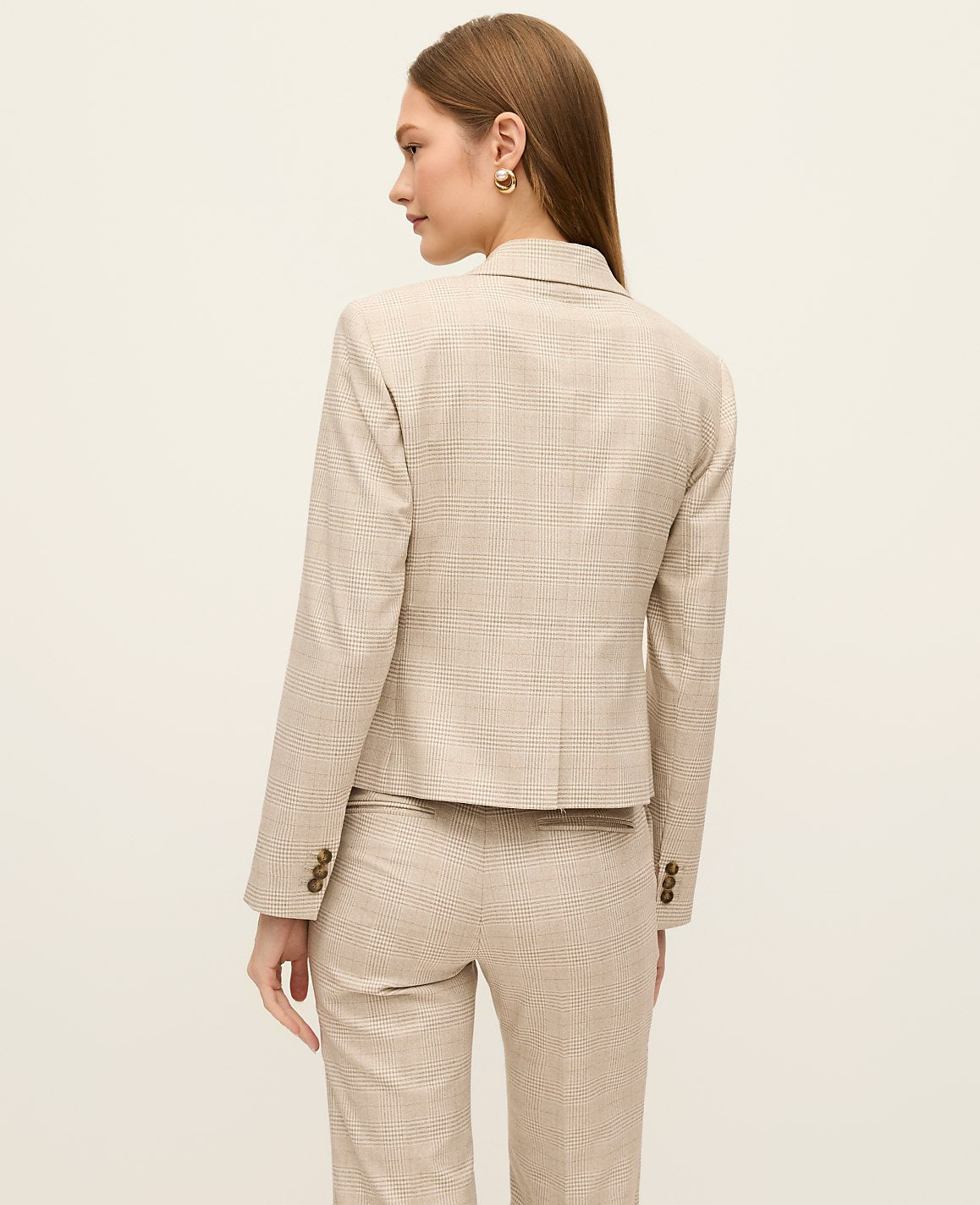 The Single Button Fitted Blazer in Glen Check | Ann Taylor