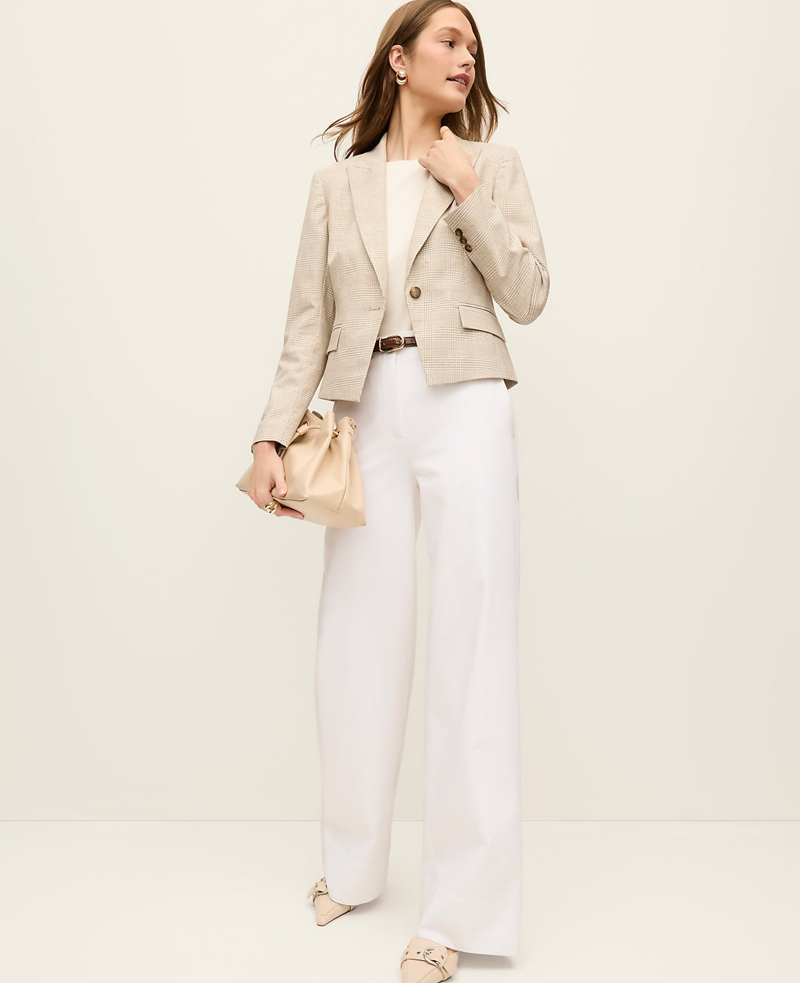 The Single Button Fitted Blazer in Glen Check | Ann Taylor