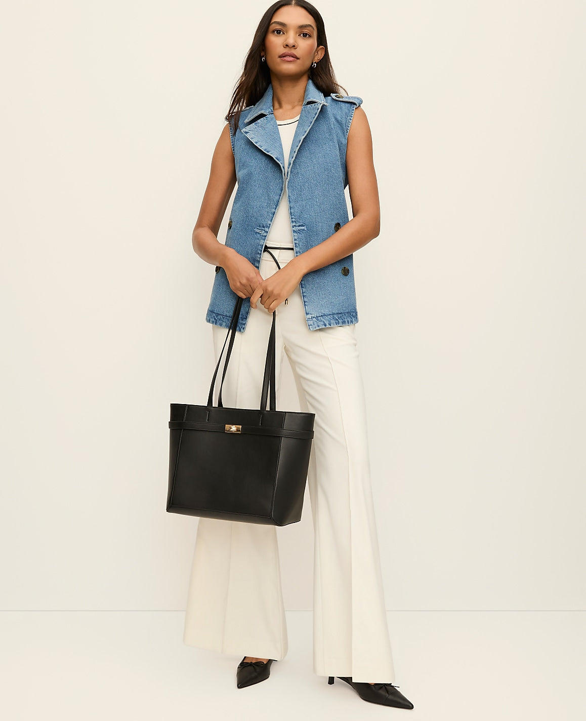 Belted Denim Vest | Ann Taylor