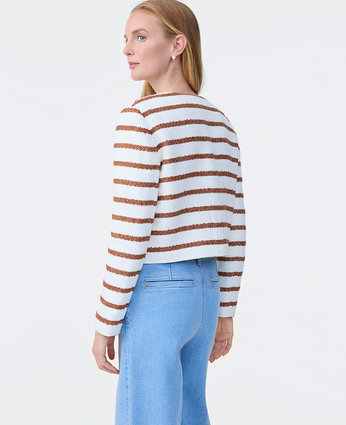 The Crew Neck Jacket in Striped Tweed | Ann Taylor