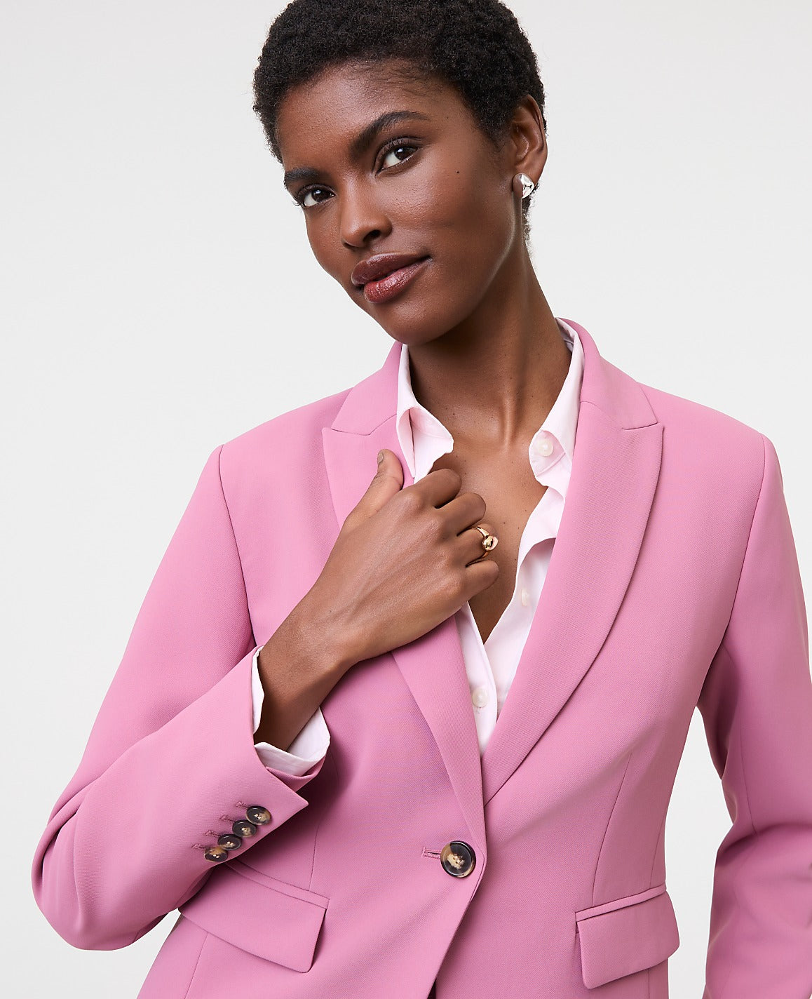 The Shorter Single Button Blazer in Fluid Crepe | Ann Taylor