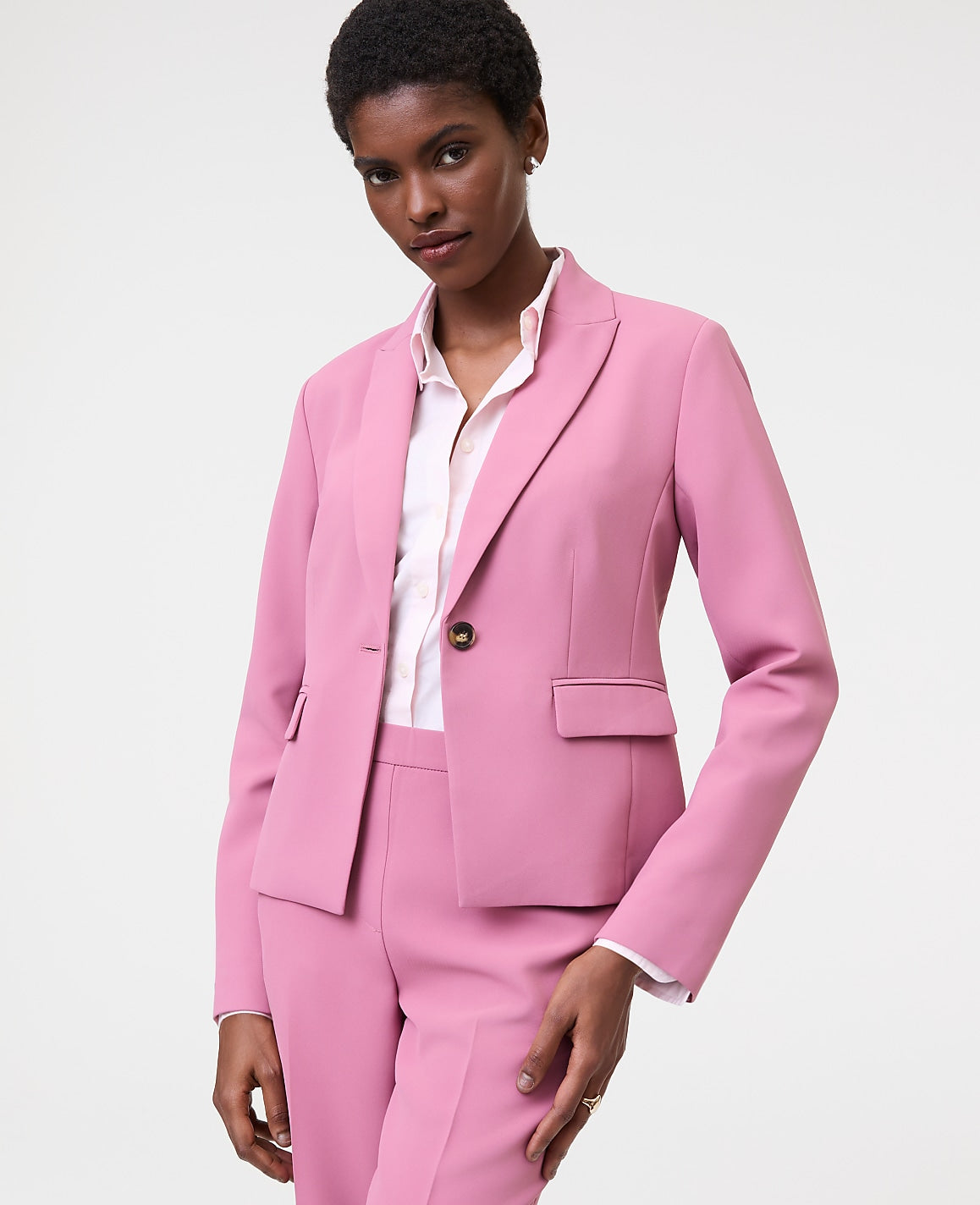 The Shorter Single Button Blazer in Fluid Crepe | Ann Taylor