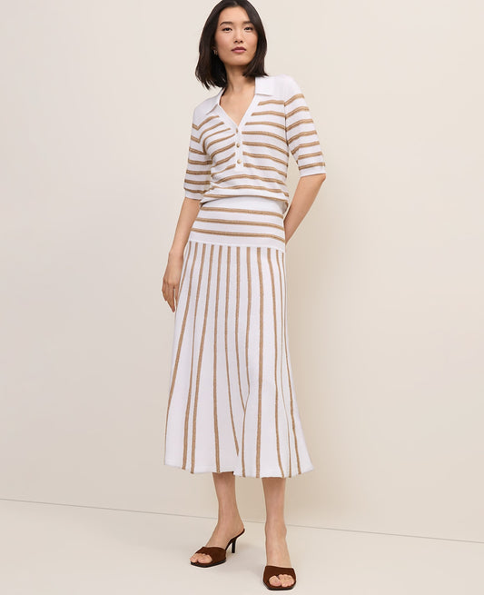 Striped A-Line Sweater Midi Skirt | Ann Taylor