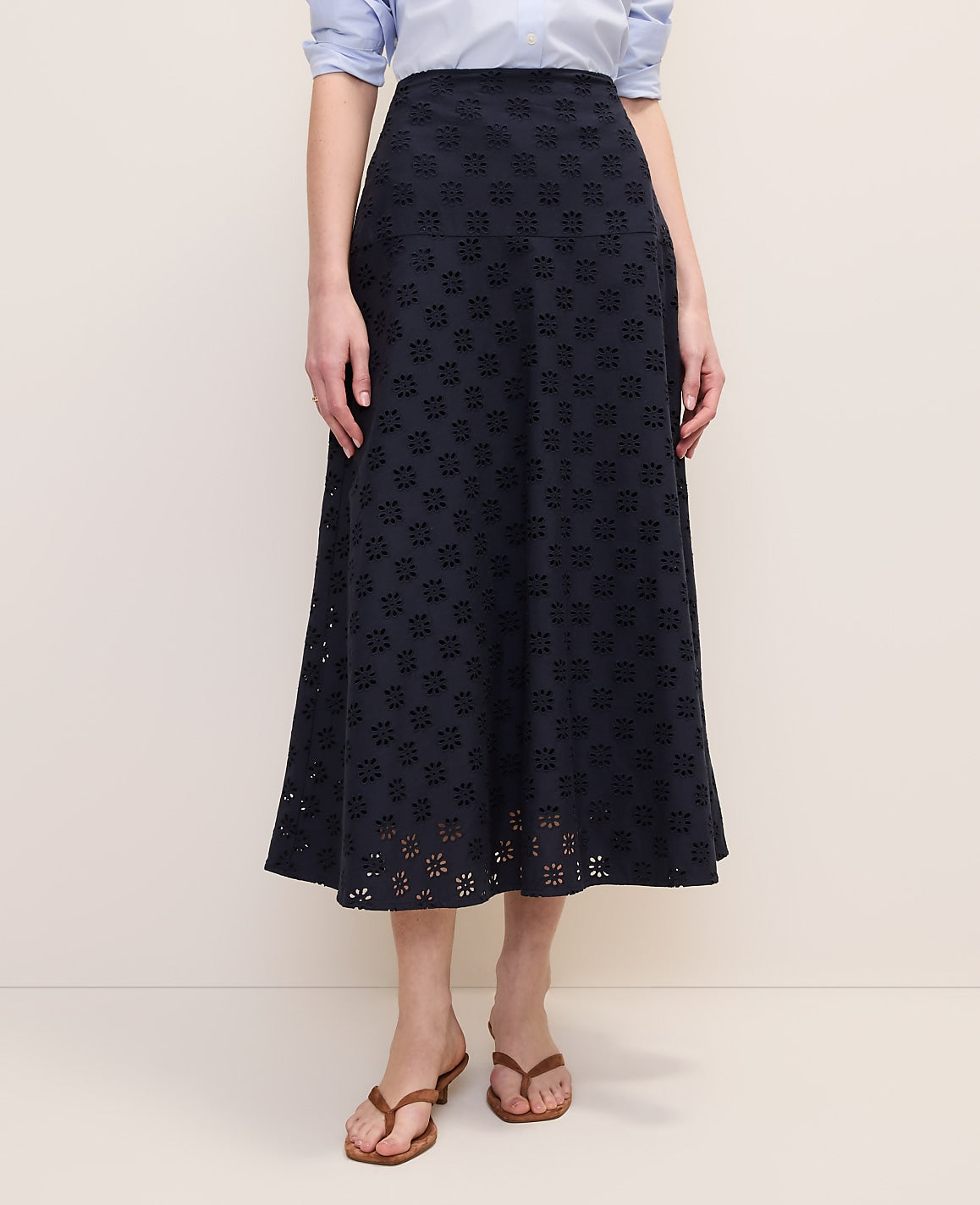 Eyelet Full Midi Skirt | Ann Taylor