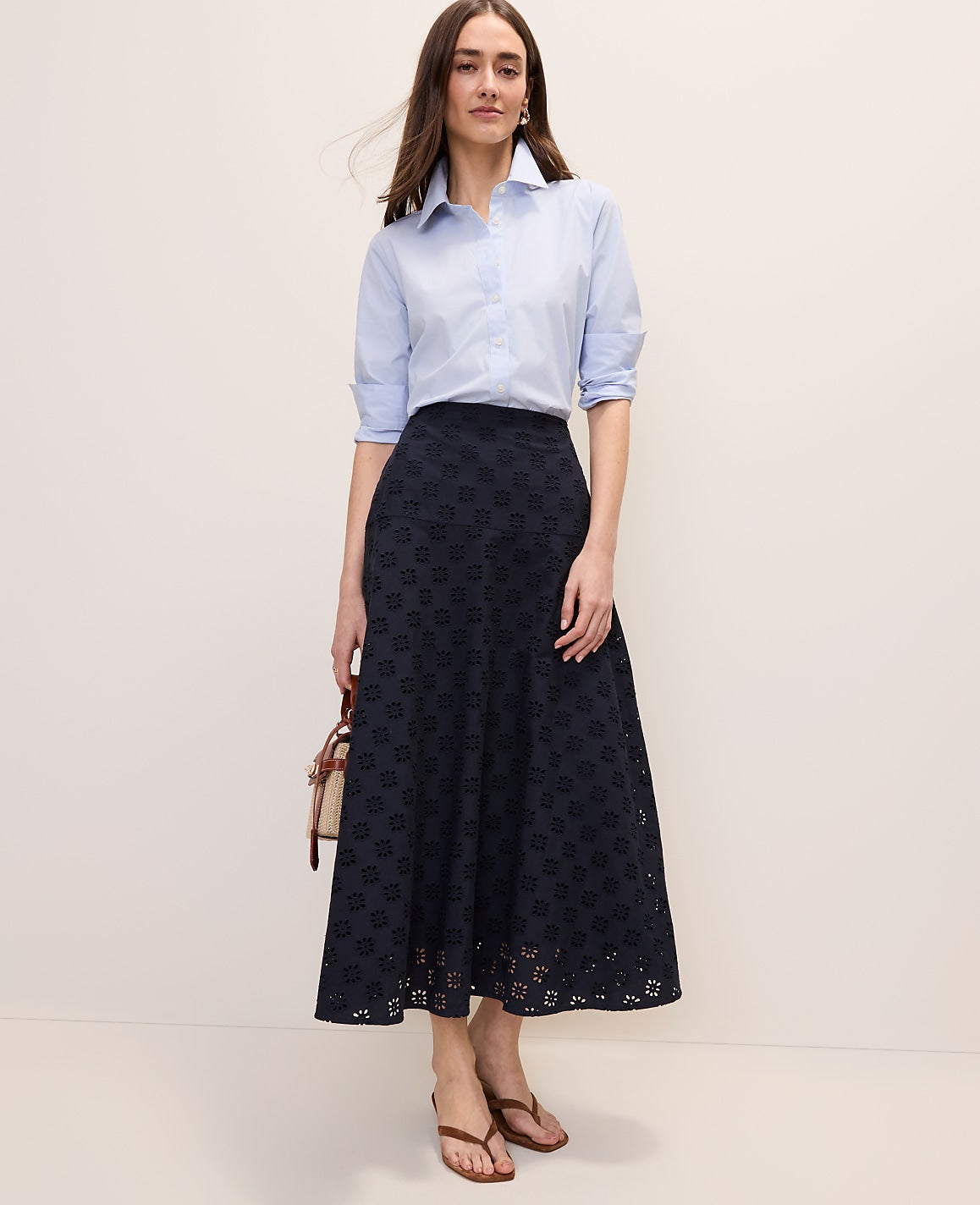 Eyelet Full Midi Skirt | Ann Taylor
