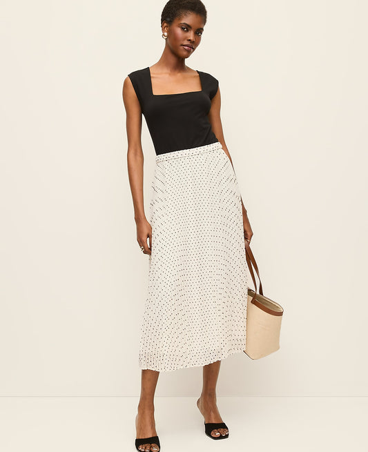 Polka Dot Chiffon Midi Skirt | Ann Taylor