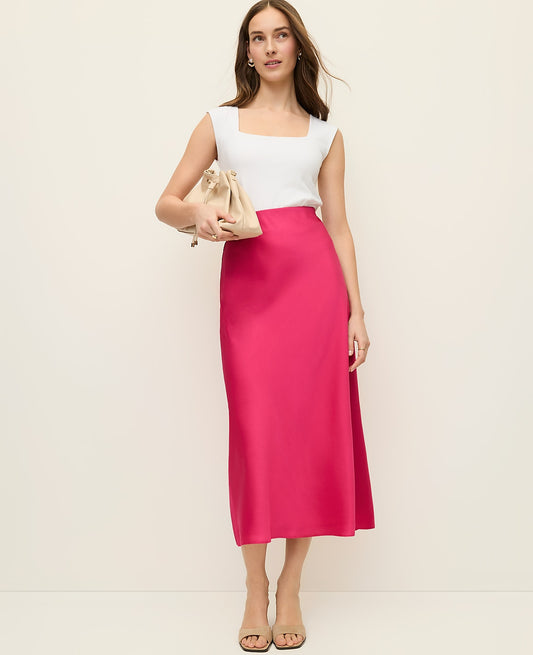 Satin Bias Midi Slip Skirt | Ann Taylor
