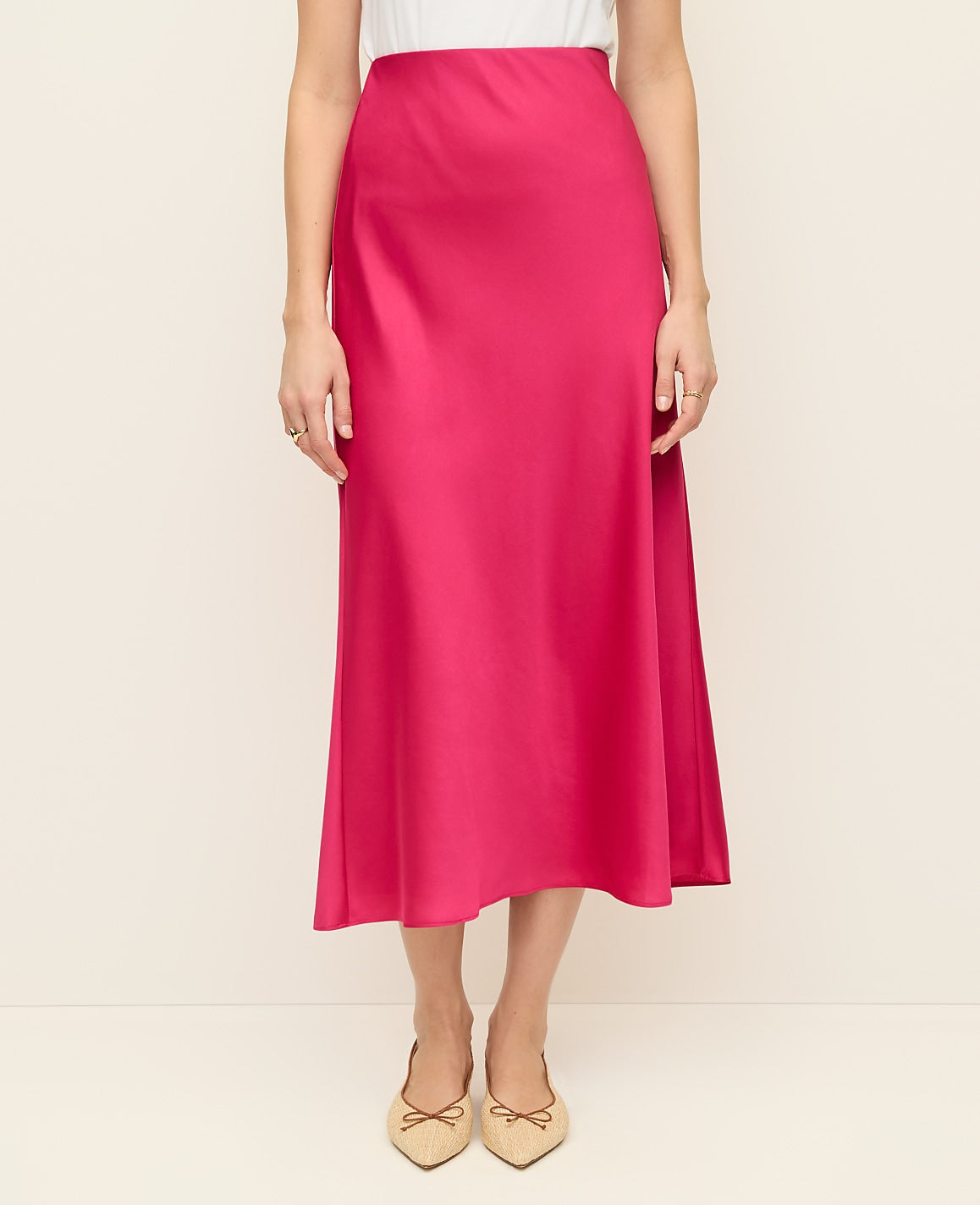 Satin Bias Midi Slip Skirt | Ann Taylor