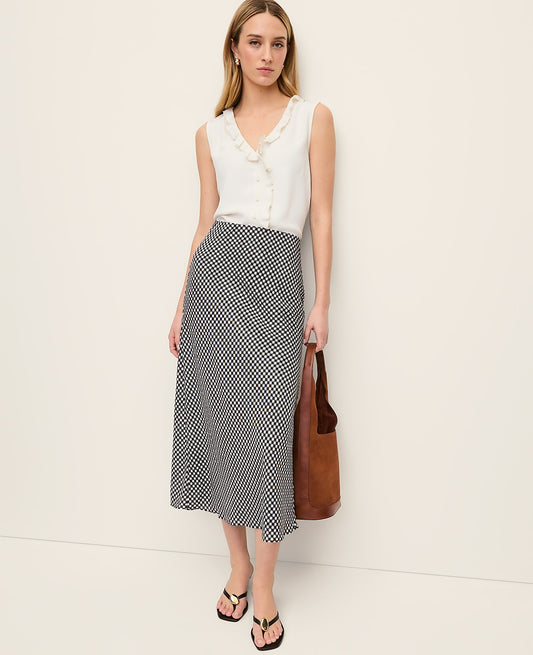 Gingham Bias Midi Slip Skirt | Ann Taylor