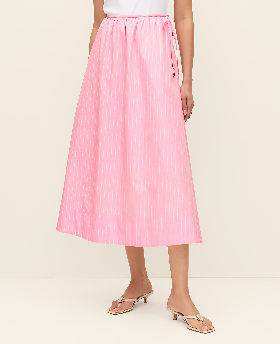 Striped Tie Waist Midi Skirt | Ann Taylor