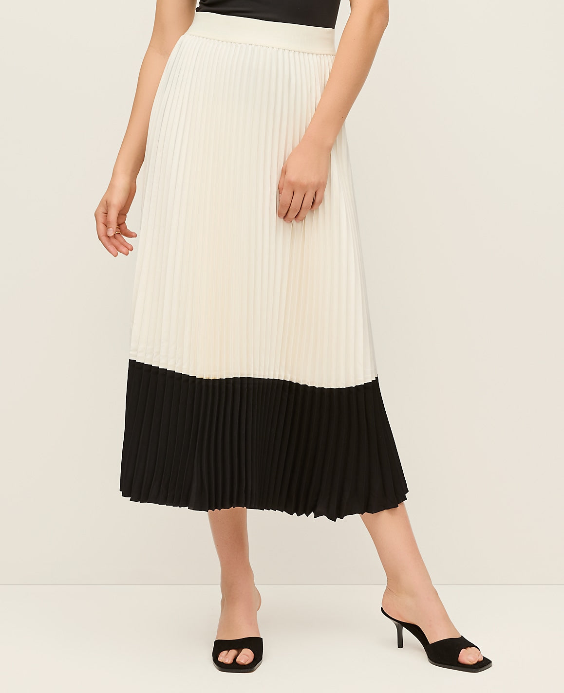 Colorblock Pleated Midi Skirt | Ann Taylor