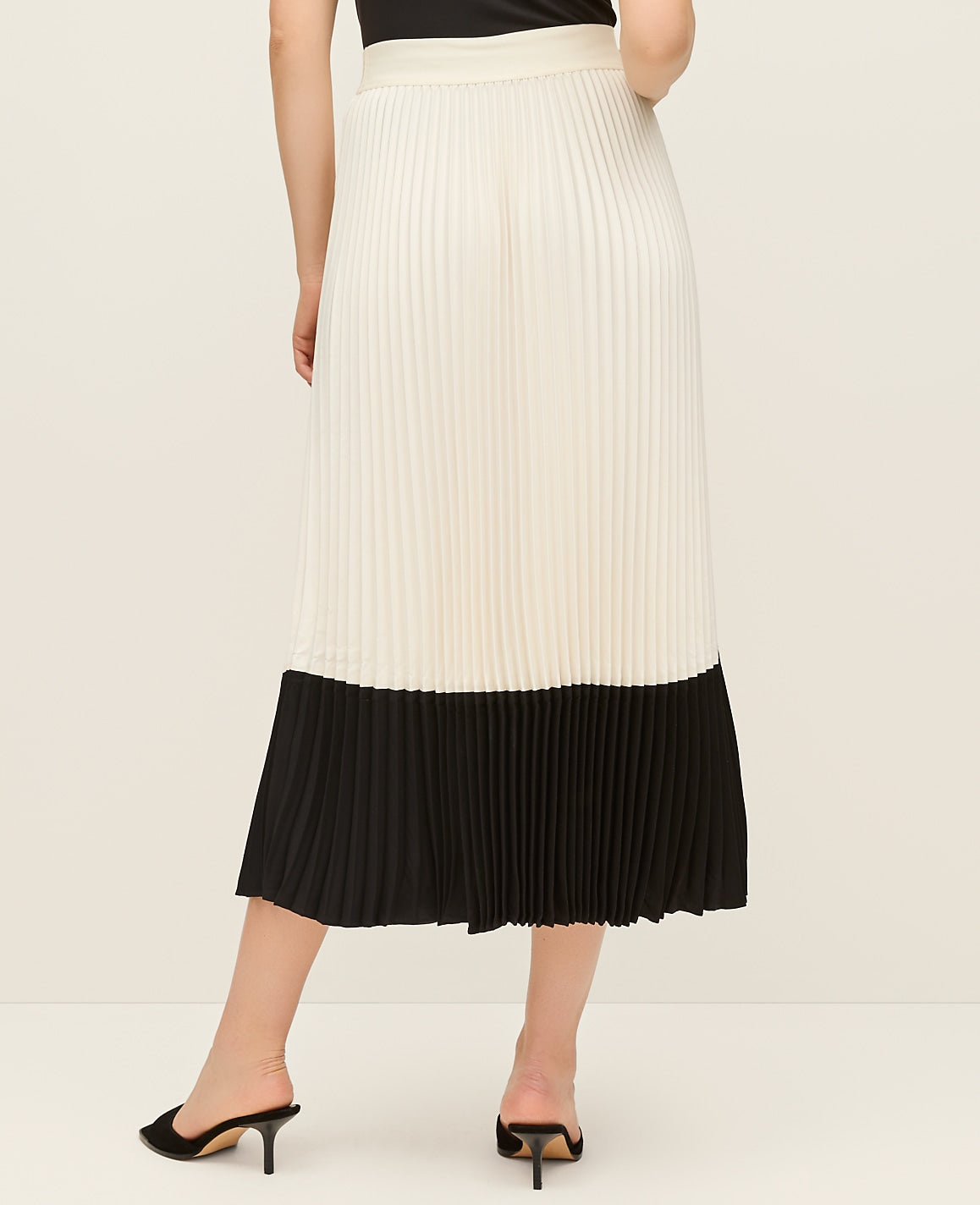 Colorblock Pleated Midi Skirt | Ann Taylor
