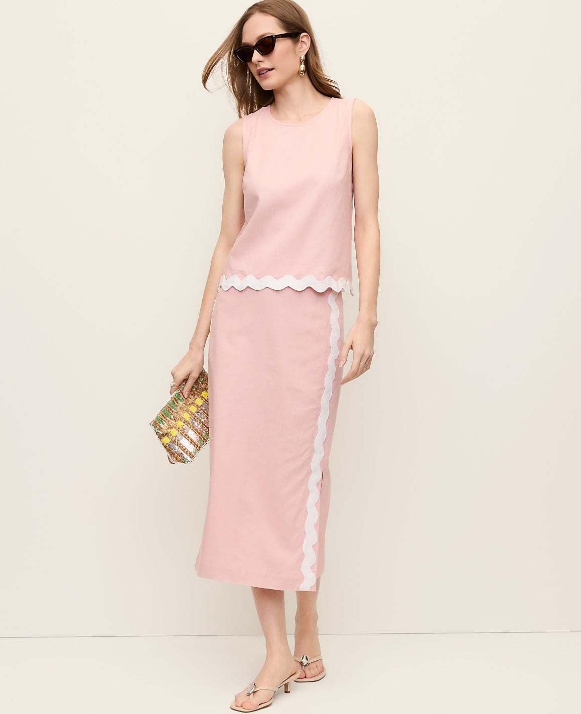 Midi Skirt in Linen Blend | Ann Taylor