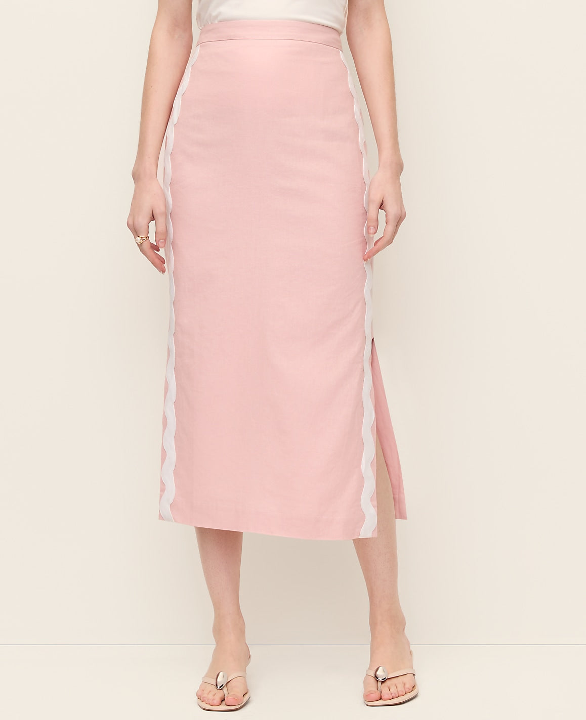 Midi Skirt in Linen Blend | Ann Taylor