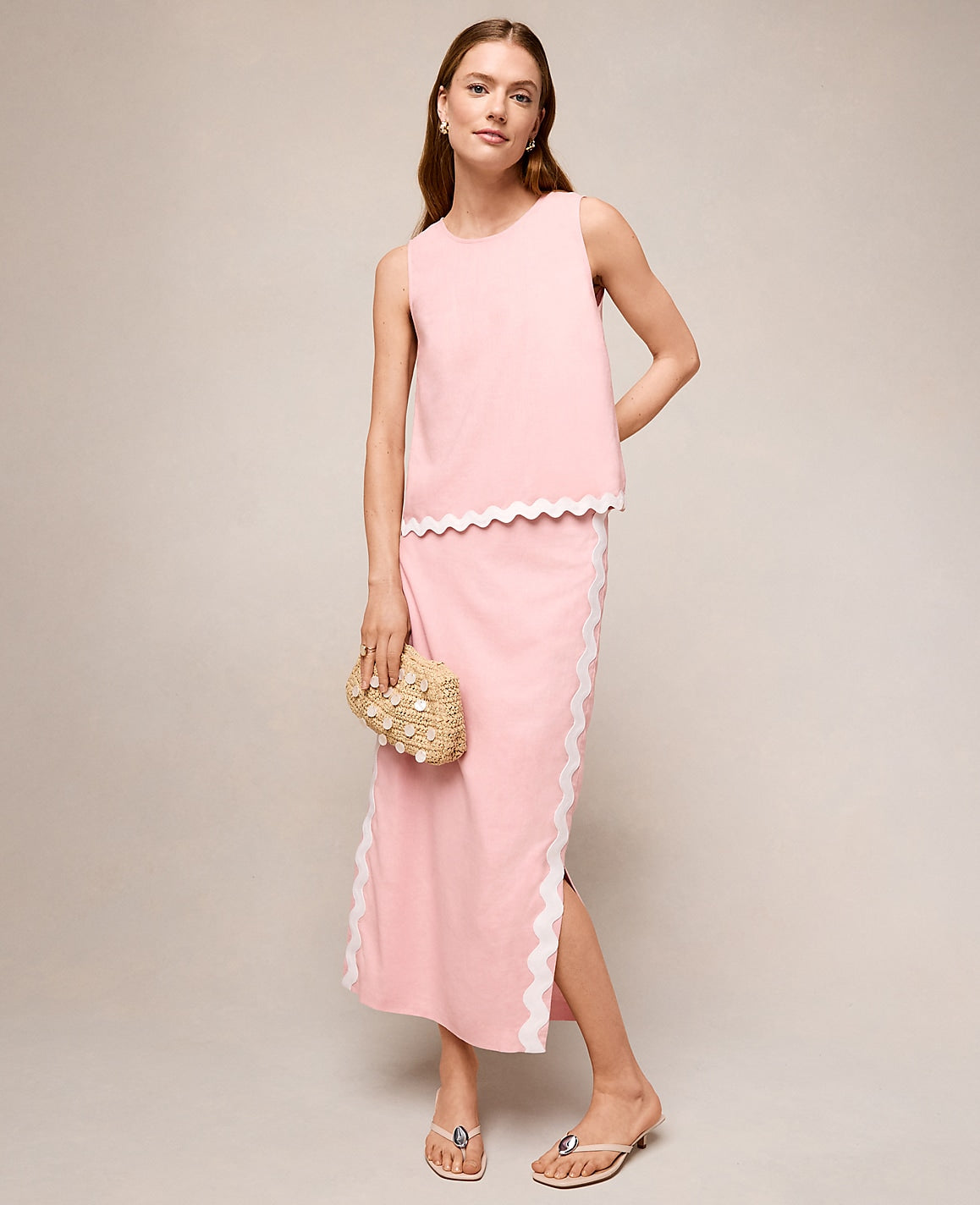Midi Skirt in Linen Blend | Ann Taylor