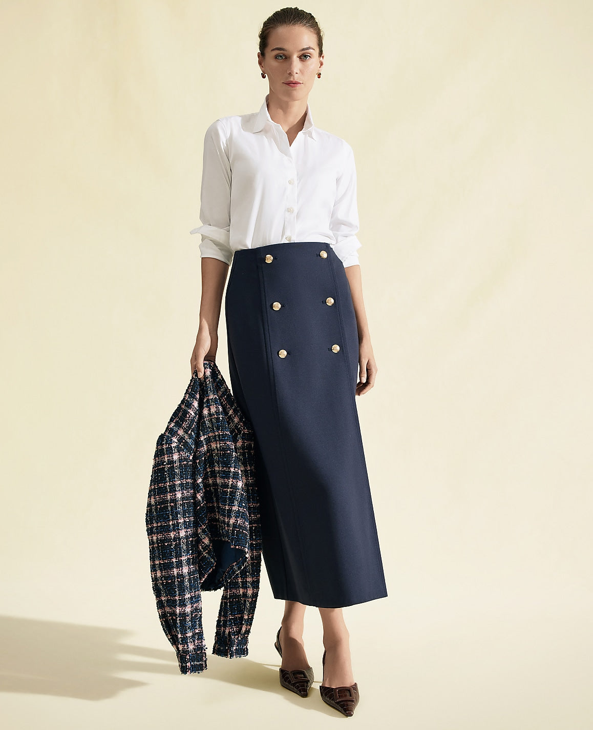Ponte Button Wrap Midi Skirt | Ann Taylor