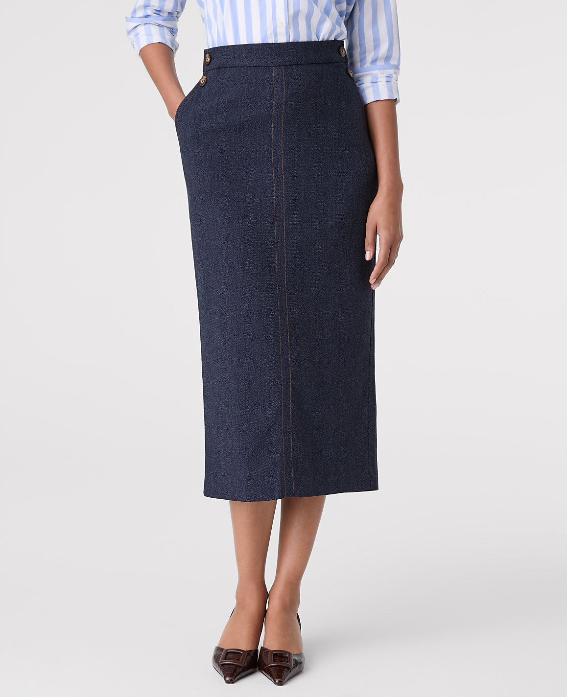 Button Column Midi Skirt | Ann Taylor