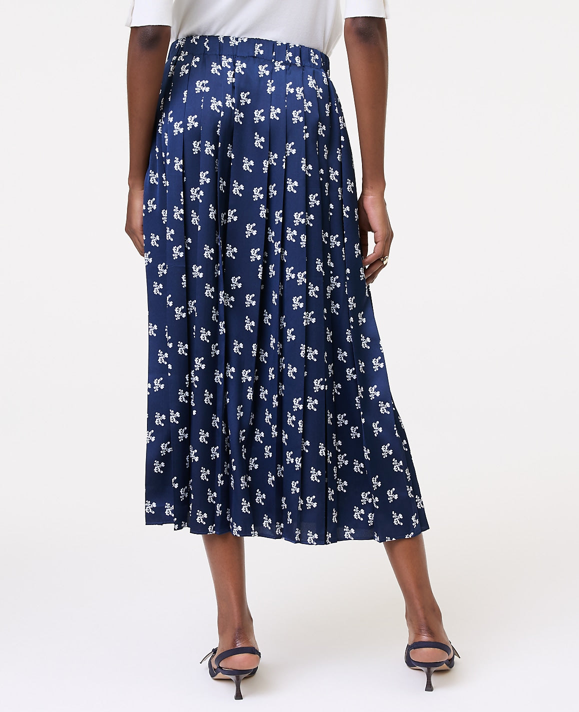 Floral Satin Pleated Midi Skirt | Ann Taylor