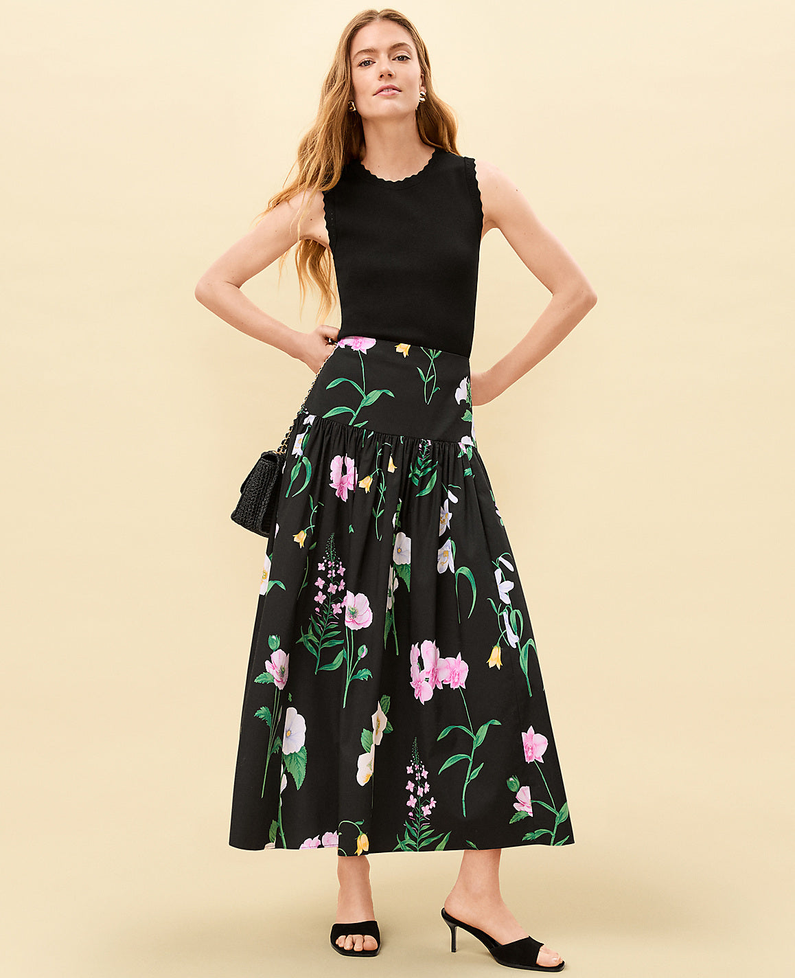Floral Gathered Maxi Skirt | Ann Taylor