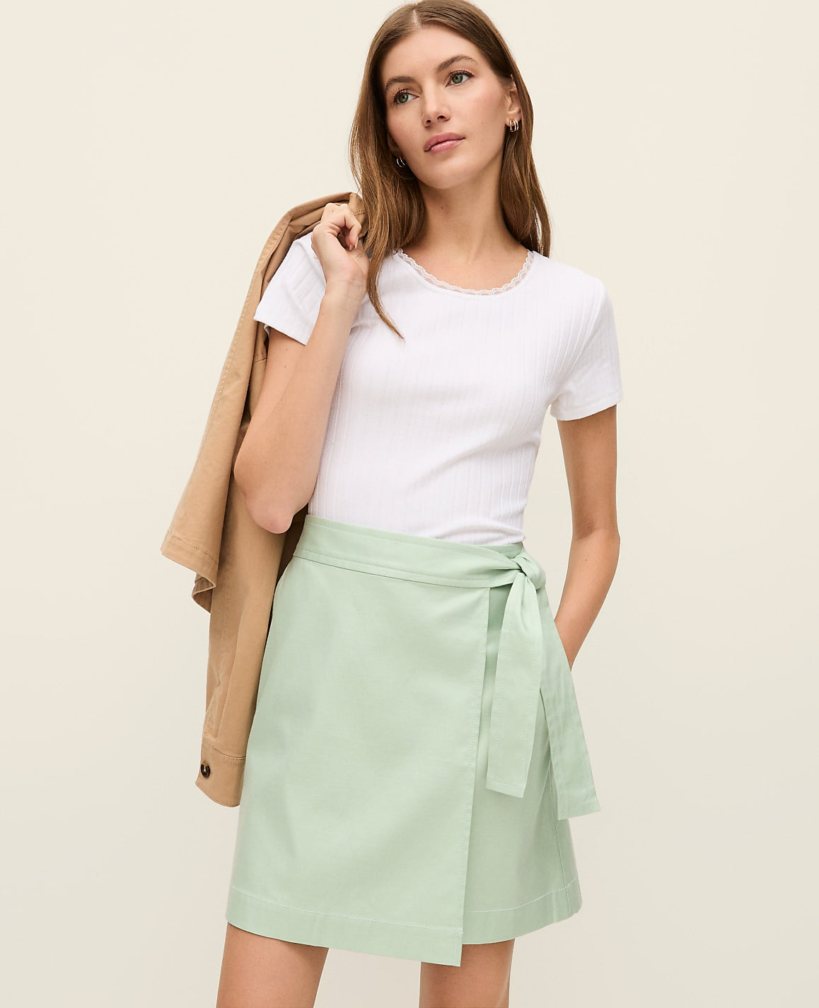 Weekend Belted Wrap Effect Skirt | Ann Taylor