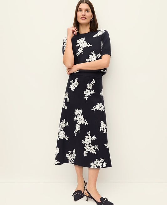 Floral Jacquard Midi Skirt | Ann Taylor