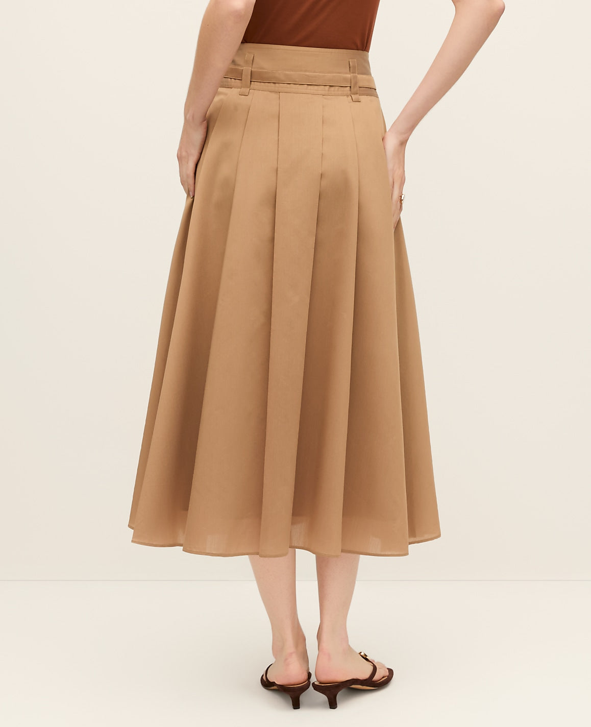 Belted Pleated Midi Skirt | Ann Taylor