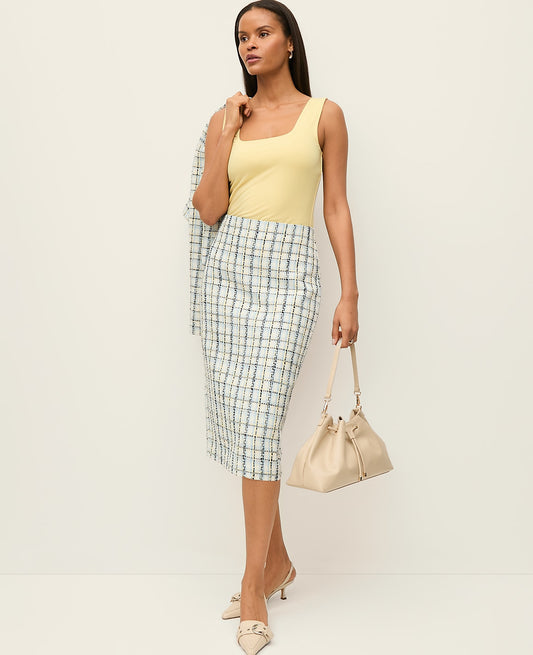 The Column Midi Skirt in Plaid Tweed | Ann Taylor