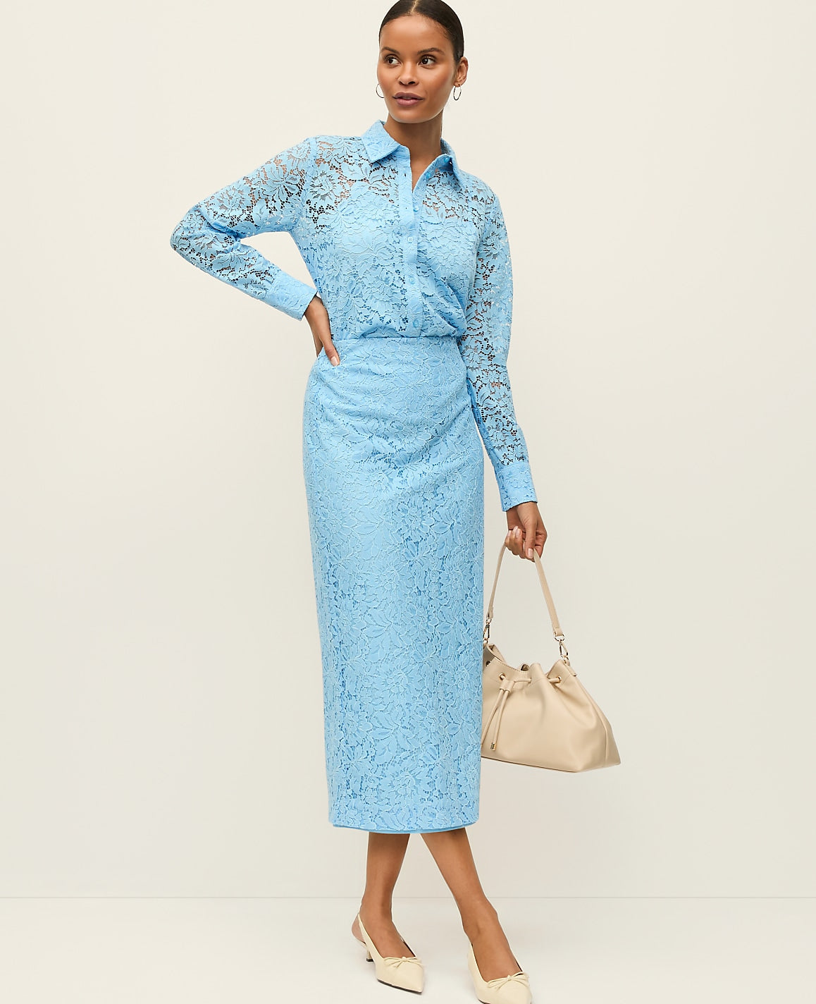 Lace Column Midi Skirt | Ann Taylor