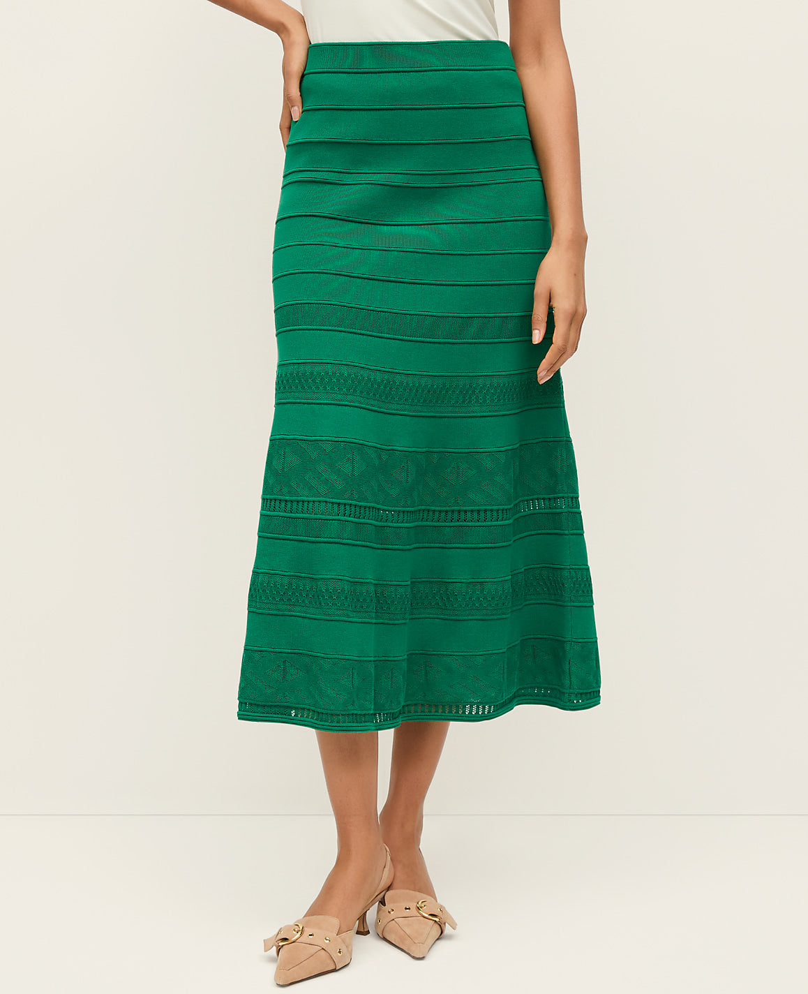 Pointelle Mixed Stitch Skirt | Ann Taylor