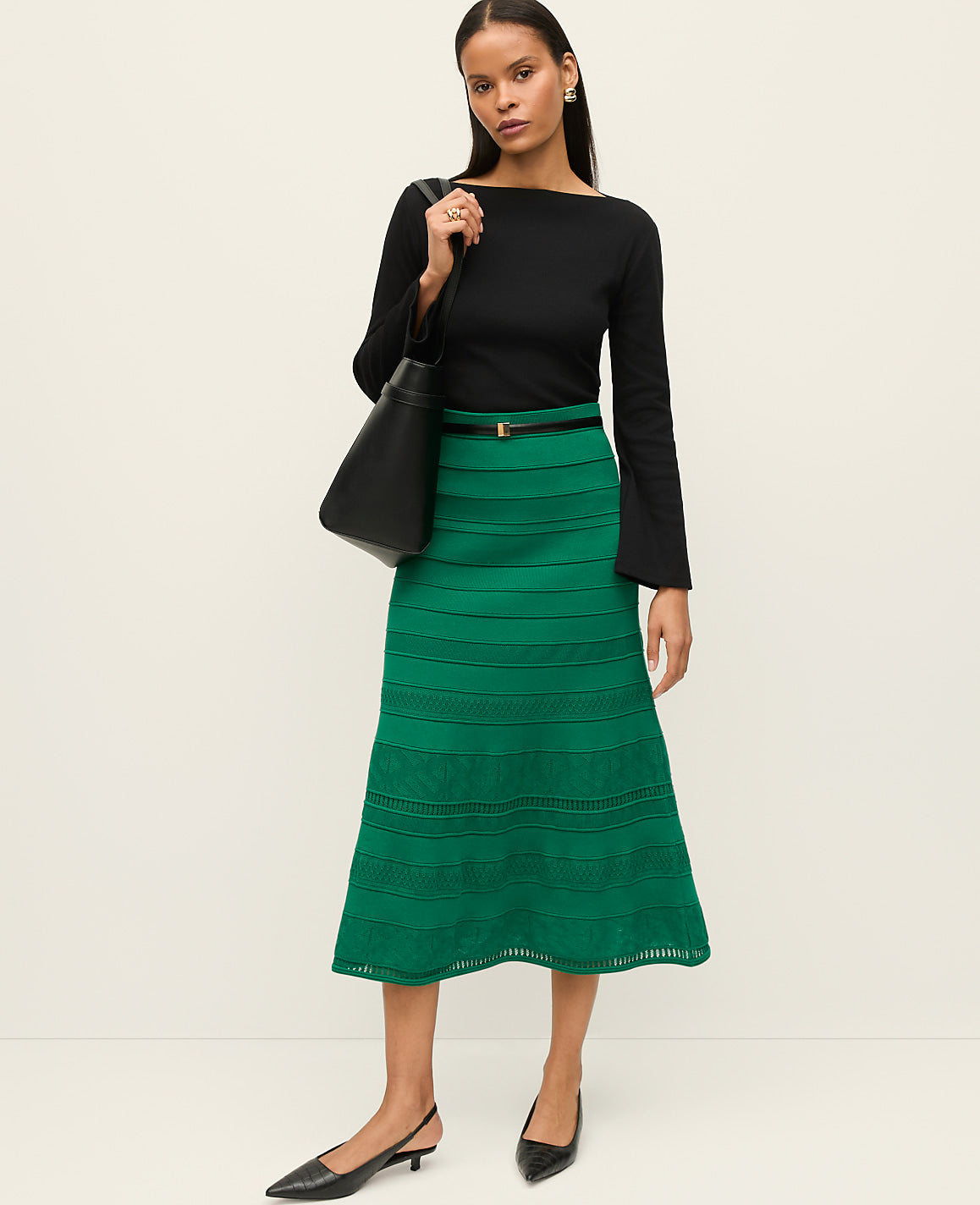 Pointelle Mixed Stitch Skirt | Ann Taylor