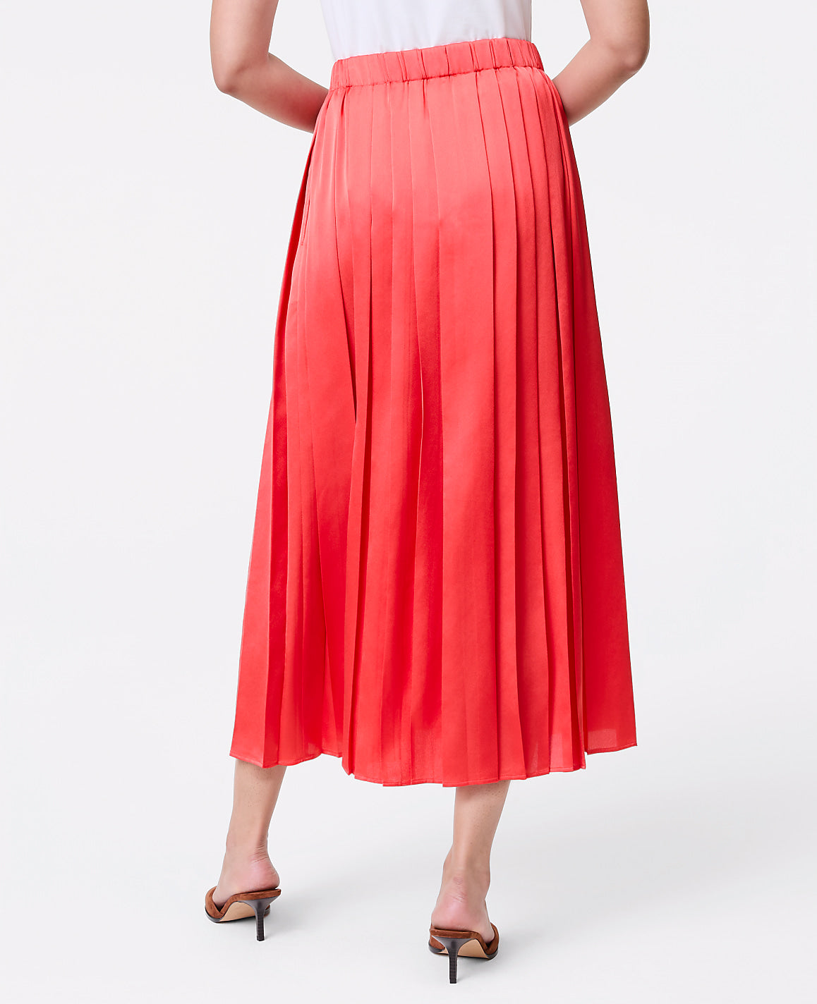 Satin Pleated Midi Skirt | Ann Taylor