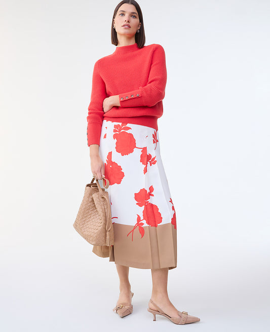 Floral Satin Pleated Skirt | Ann Taylor