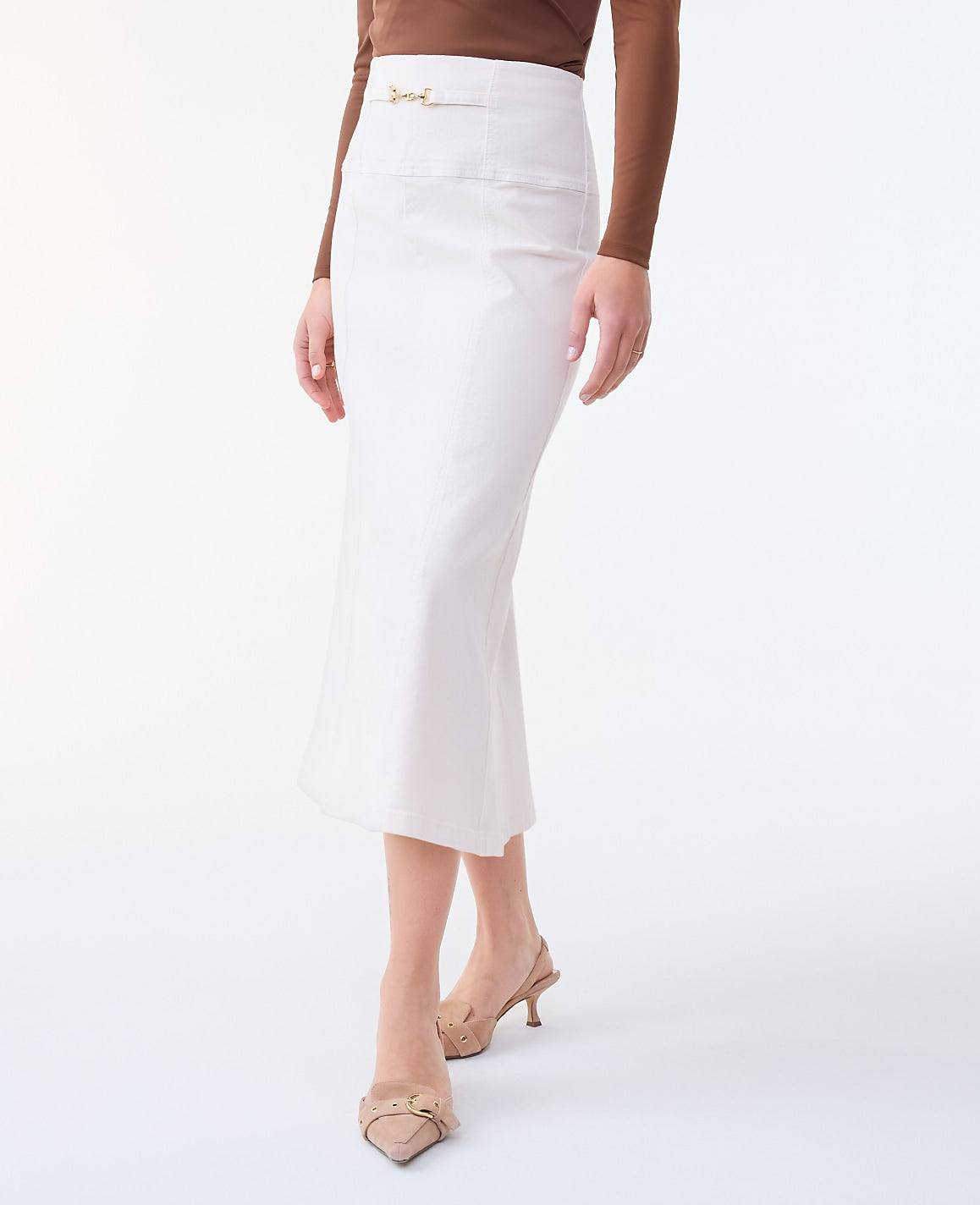 Horsebit Denim Midi Skirt | Ann Taylor