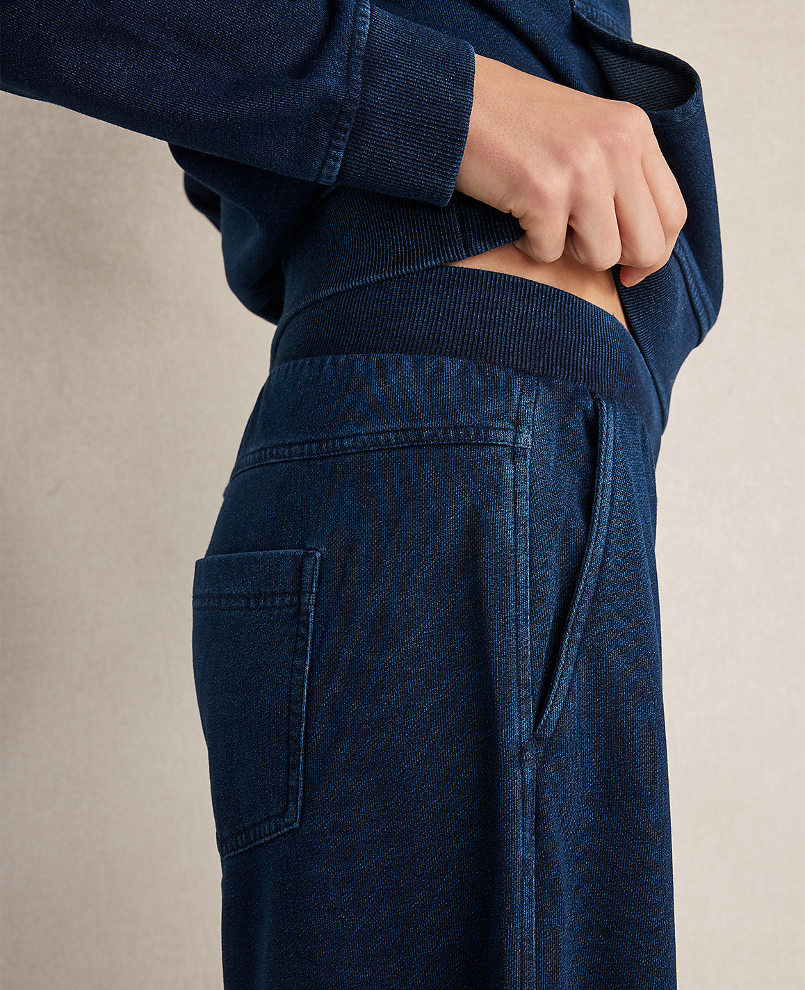 Haven Well Within Indigo Cotton Terry Wide Leg Pants | Ann Taylor