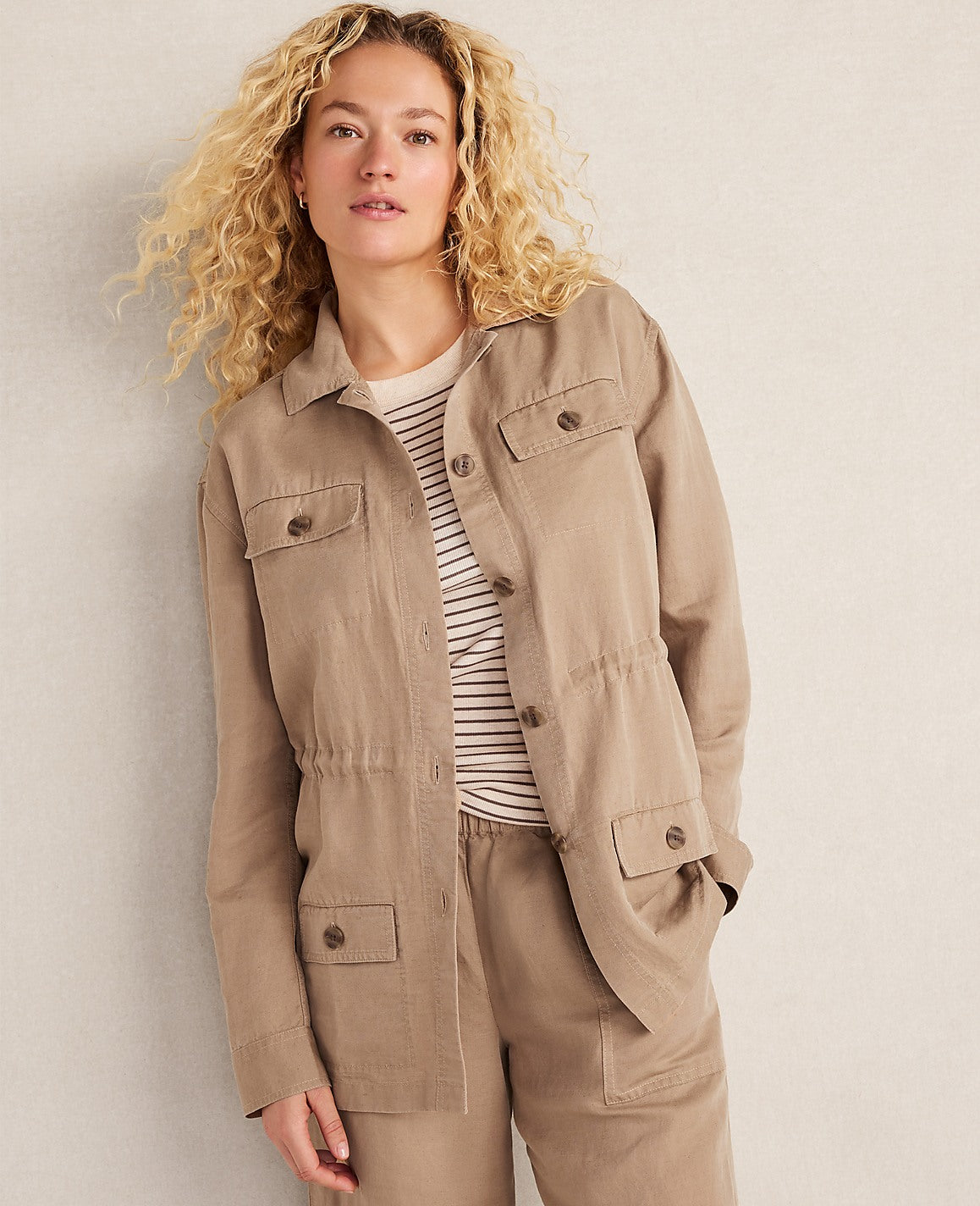 Haven Well Within Linen Blend Dobby Jacket | Ann Taylor