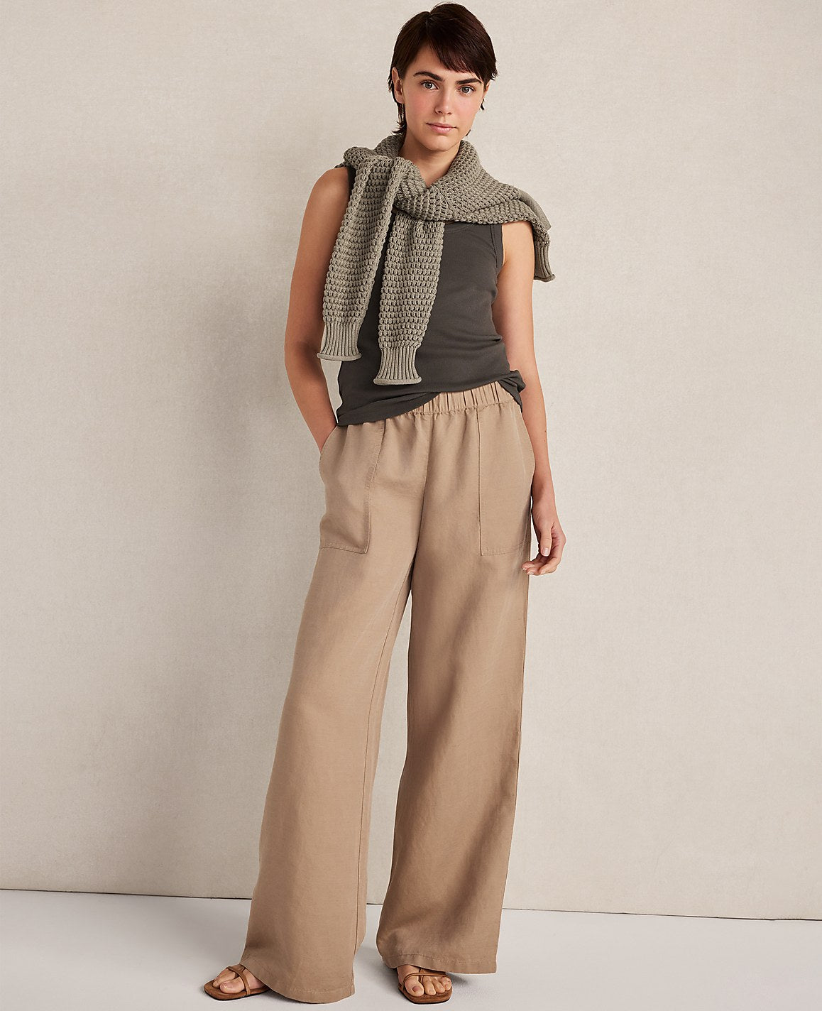 Haven Well Within Linen Blend Dobby Wide Leg Pants | Ann Taylor