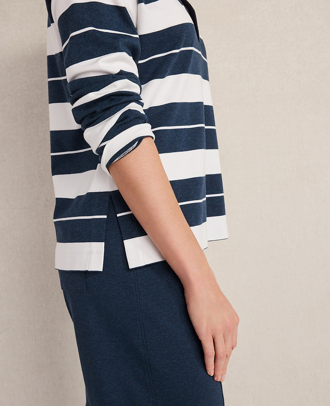 Haven Well Within Organic Cotton Interlock Stripe Johnny Collar Top | Ann Taylor