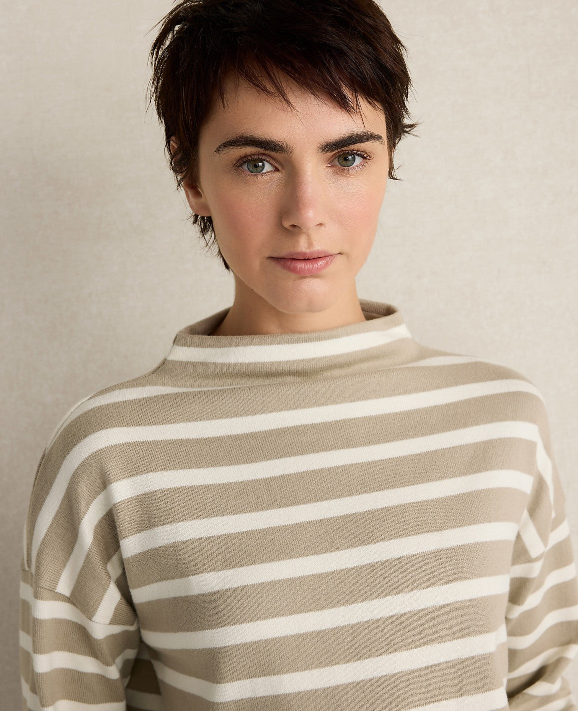 Haven Well Within Organic Cotton Funnel Neck Striped Pullover | Ann Taylor