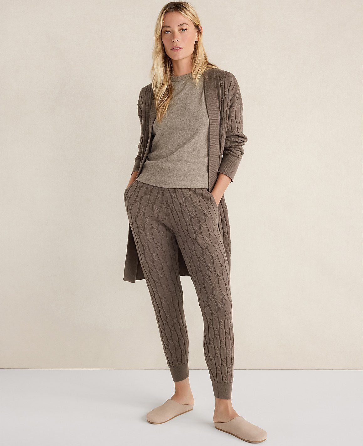 Haven Well Within Organic Cotton Cashmere Cable Joggers | Ann Taylor