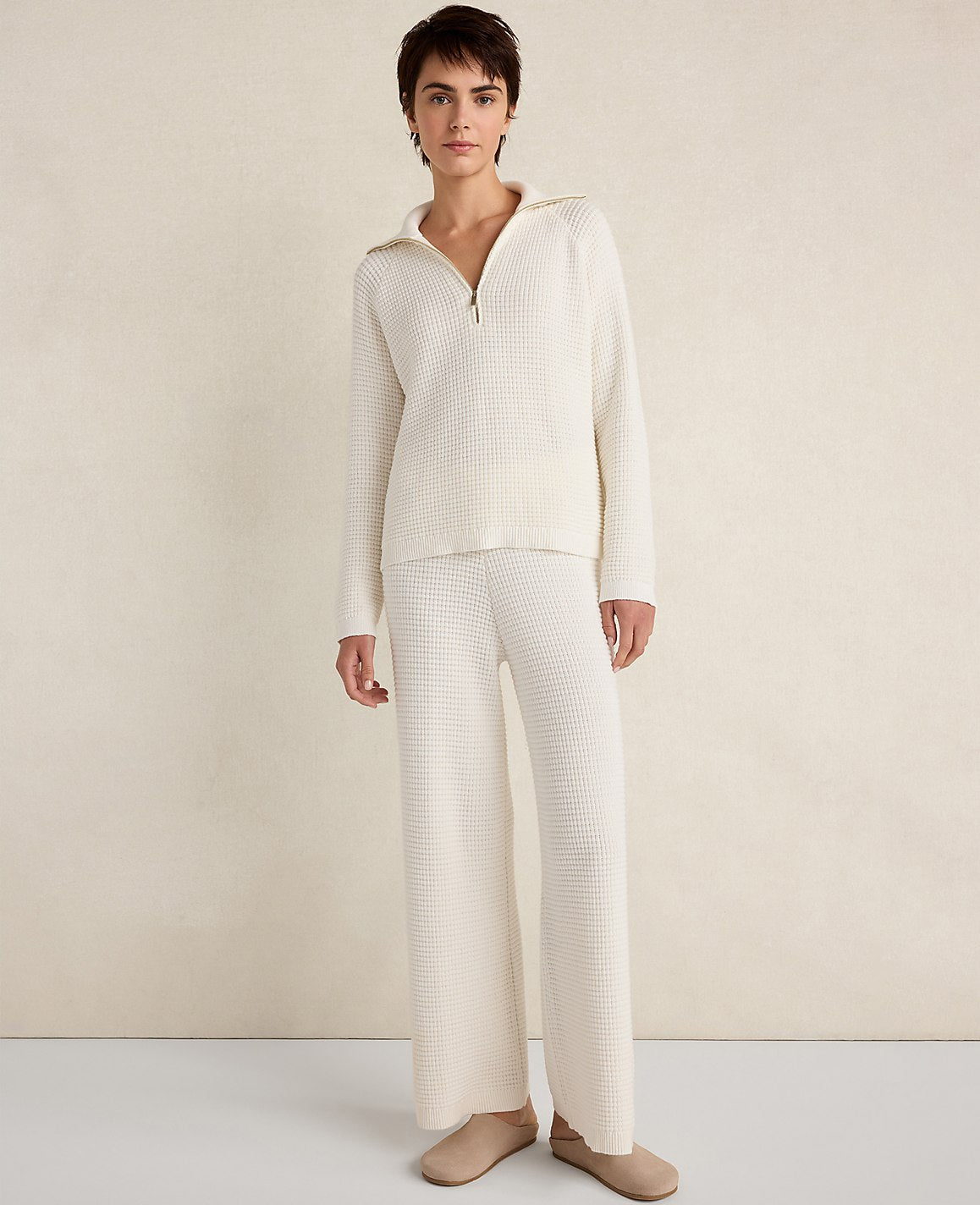 Haven Well Within Organic Cotton Cashmere Waffle Wide Leg Pants | Ann Taylor