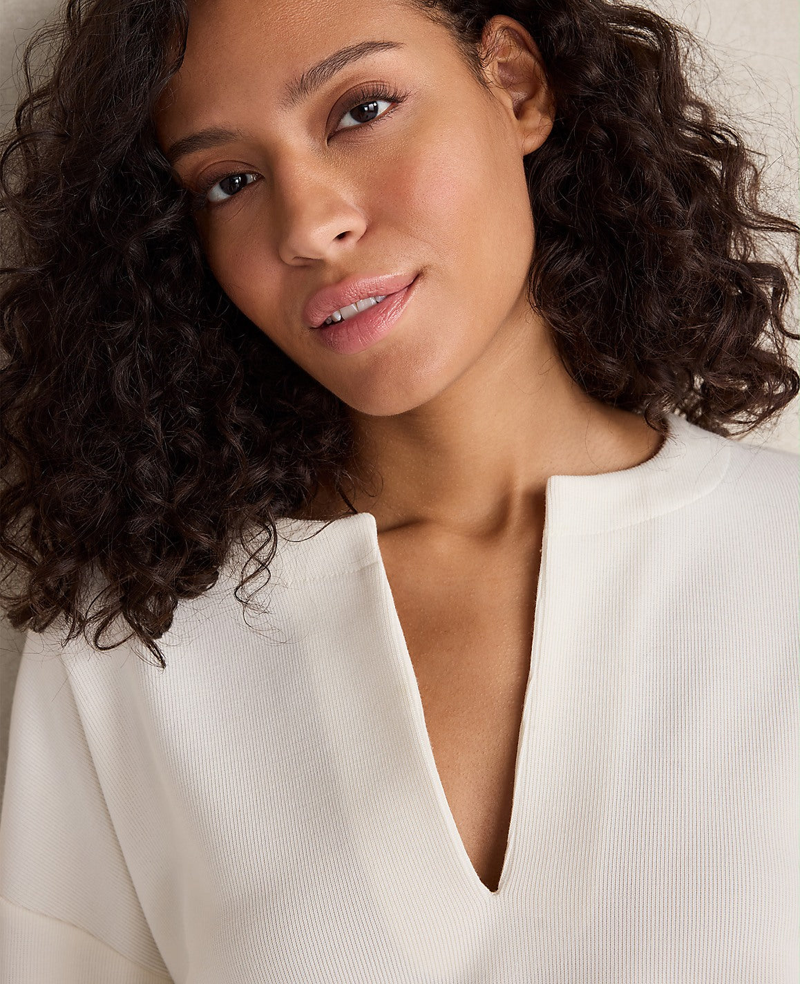 Haven Well Within Double Knit Split Neck Top | Ann Taylor
