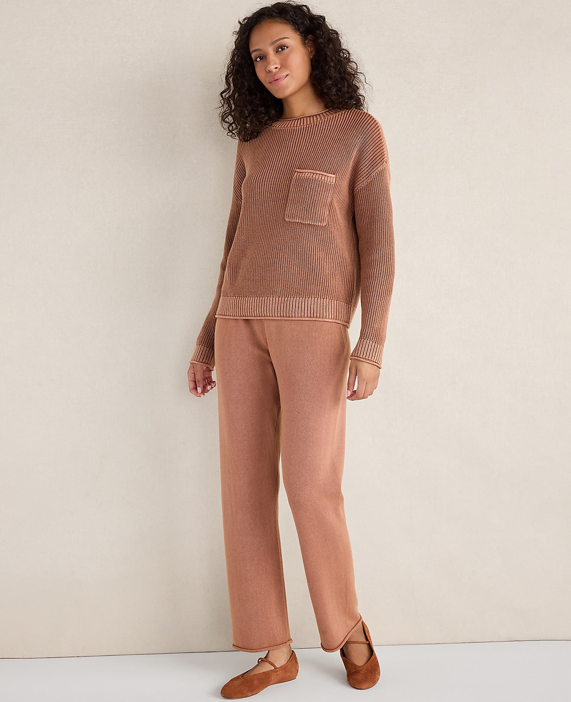 Haven Well Wthin Cotton Shaker Stitch Pocket Crewneck | Ann Taylor