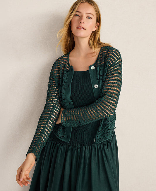 Haven Well Within Organic Cotton Pointelle Cardigan | Ann Taylor