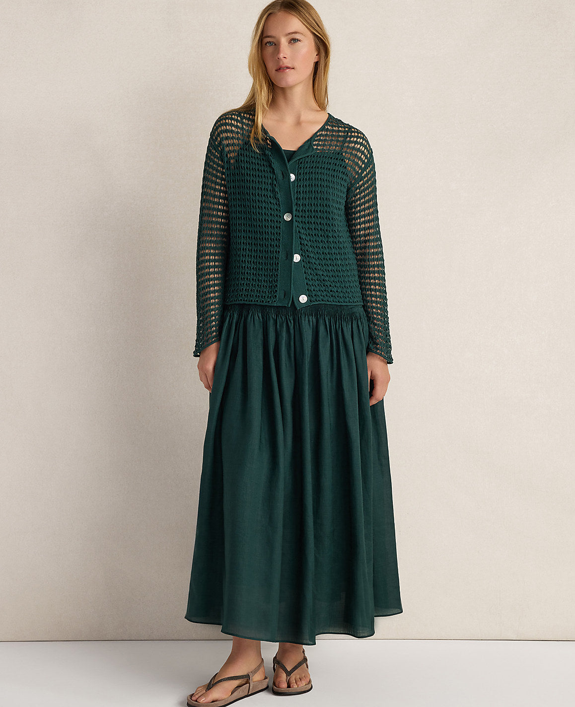 Haven Well Within Organic Cotton Pointelle Cardigan | Ann Taylor